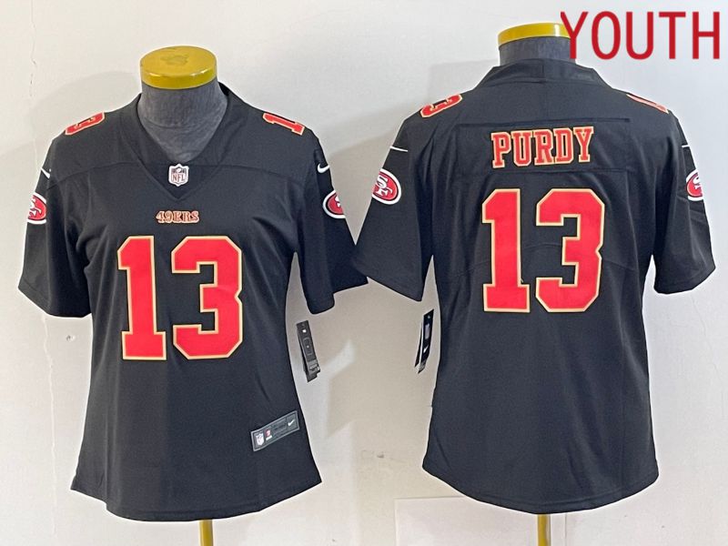 Youth San Francisco 49ers #13 Purdy Black gold 2024 Nike Vapor Limited NFL Jersey style 1->->Youth Jersey